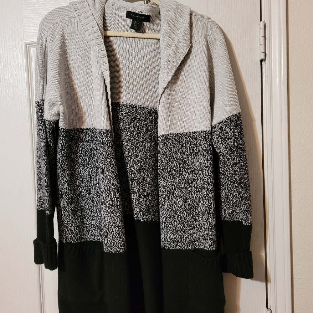 Tahari Color Block Hooded  Sweater